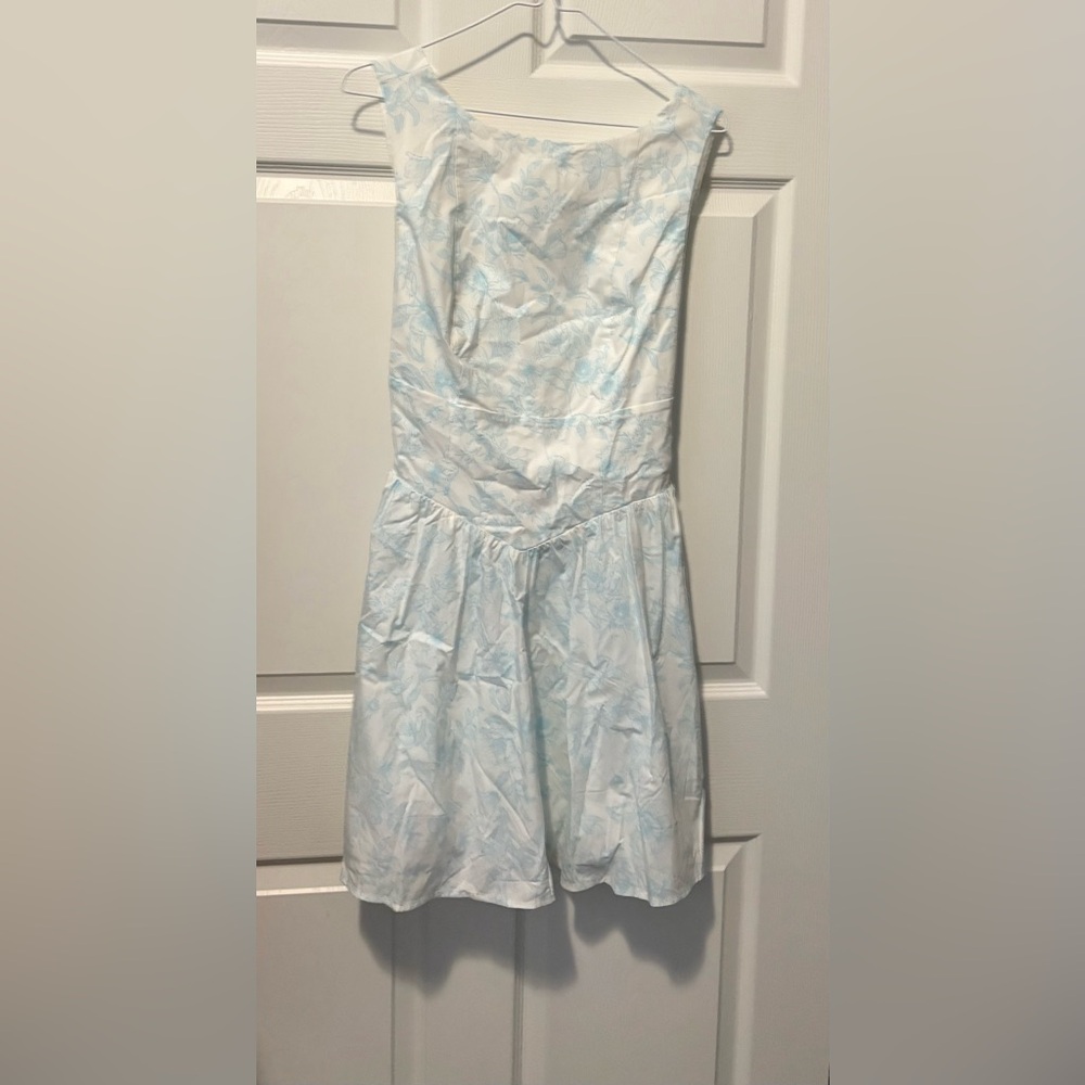 Wild Fable Asymmetrical Dress in Light Blue and White
